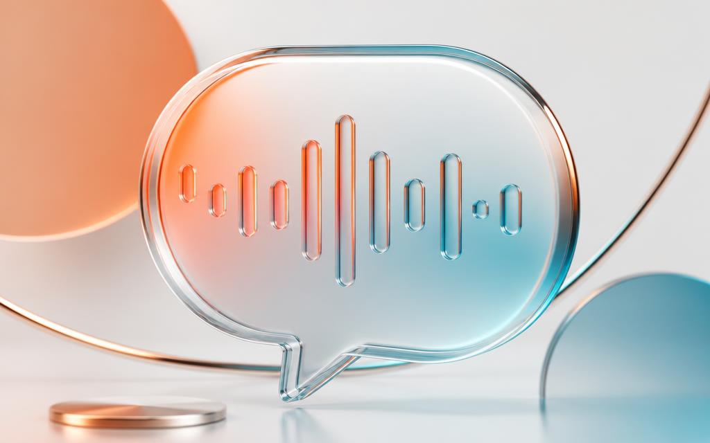 3D-illustration av ett headset och en pratbubbla som symbol för kundservice